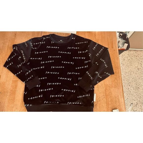M&S MARKS AND SPENCER FRIENDS TV SHOW BLACK VELOUR TOP Y2K SZ YOUTH 14 - 15 ADUL - Picture 1 of 10